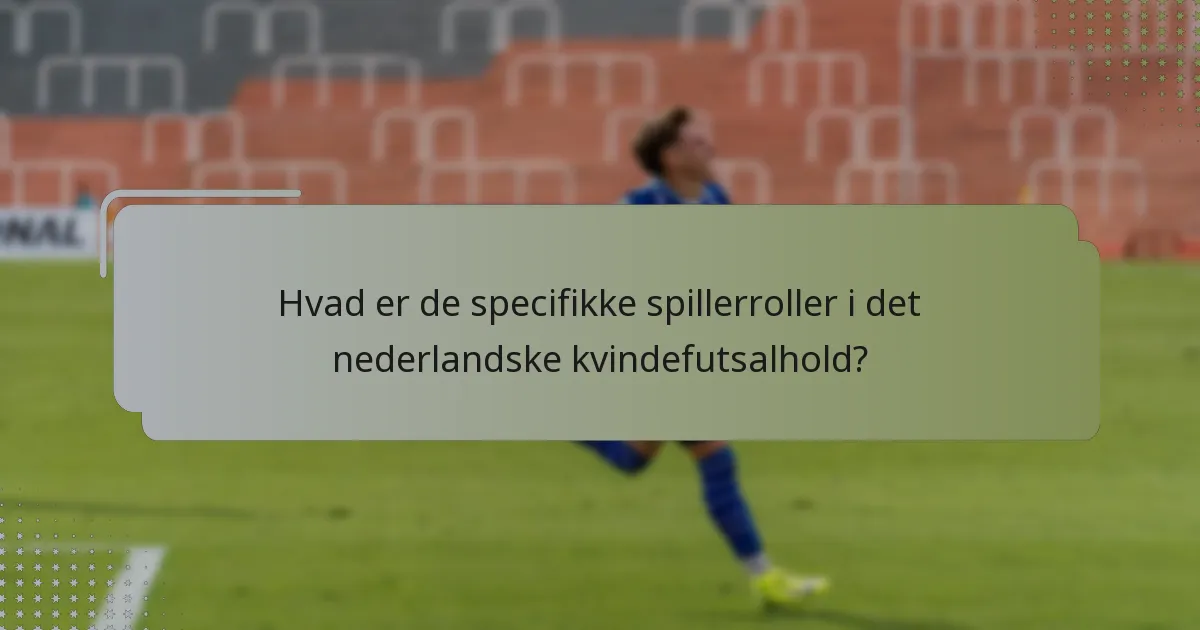 Hvad er de specifikke spillerroller i det nederlandske kvindefutsalhold?